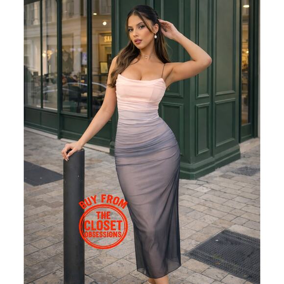 Zara Dresses & Skirts - ZARA BLOGGER FAVE!!! Fitted Gradient Midi Dress NWT 🤍